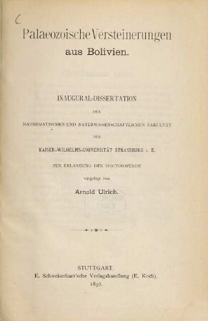Palaeozoische Versteinerungen aus Bolivien ...