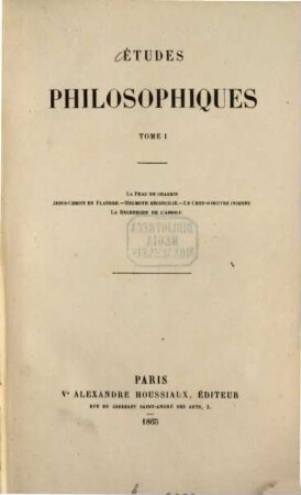 Oeuvres complètes de H. de Balzac, 14. La comédie humaine; 2: Etudes philosophiques; 1