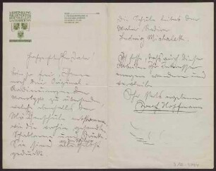 Schreiben an Hermann Muthesius (Brief)