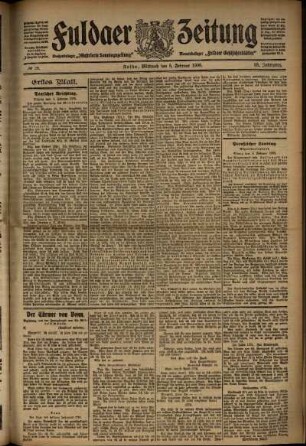 Erste Ausgabe vom Mittwoch, den 05. Februar 1908.