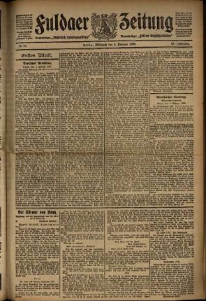 Erste Ausgabe vom Mittwoch, den 05. Februar 1908.