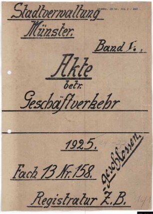 Regelung des Geschäftsverkehrs.