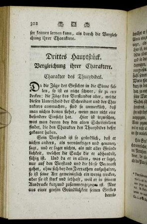 Drittes Hauptstück. Vergleichung ihrer Charaktere. - Viertes Hauptstück. Vergleichung der Subjecte ihrer Geschichte.