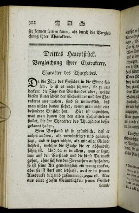 Drittes Hauptstück. Vergleichung ihrer Charaktere. - Viertes Hauptstück. Vergleichung der Subjecte ihrer Geschichte.