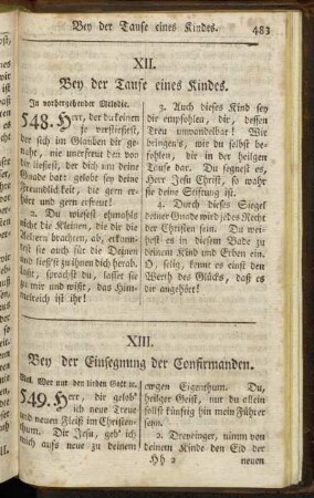 XIII. Bey der Einsegnung der Confirmanden. - XIV. Bey Trauungen.