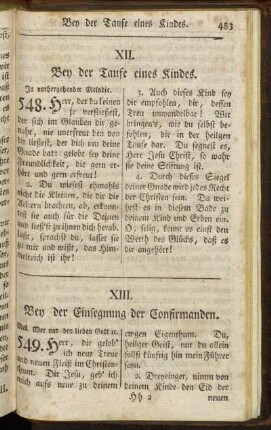 XIII. Bey der Einsegnung der Confirmanden. - XIV. Bey Trauungen.