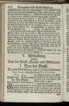 V. Abtheilung. Handelt von der Busse, Beichte und Absolution.