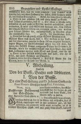 V. Abtheilung. Handelt von der Busse, Beichte und Absolution.