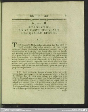 Sectio II. Resolutio Huius Casus Singularis Cum Quadam Epicrisi