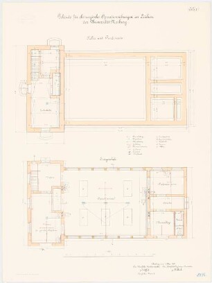 Chirurgisches Lehrgebäude der Philipps-Universität Marburg: Grundriss Fundamente, Keller, Erdgeschoss 1:50