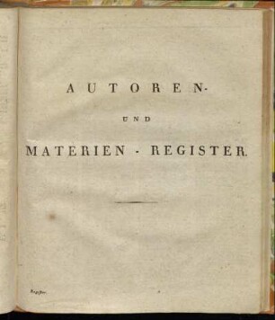 Autoren und Materien-Register