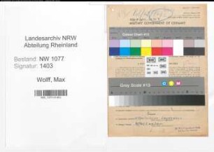Entnazifizierung Max Wolff , geb. 20.09.1914 (Polizist)