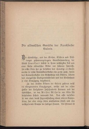 Die altdeutschen Gemälde der Frankfurter Galerie.