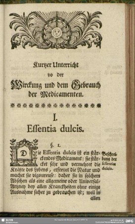 I. Essentia dulcis