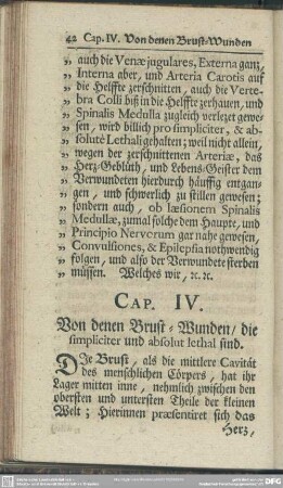 Cap. IV. Von denen Brust-Wunden, die simpliciter und absolut lethal sind