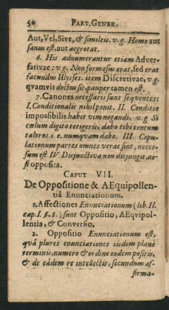 Caput VII. De Oppositione & Aequipollenia Enunciationum.