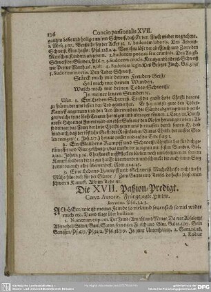Die XVII. Paßion-Predigt. Cerva Aurorae. Früe gejagte Hündin