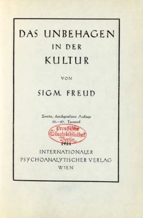 Das Unbehagen in der Kultur