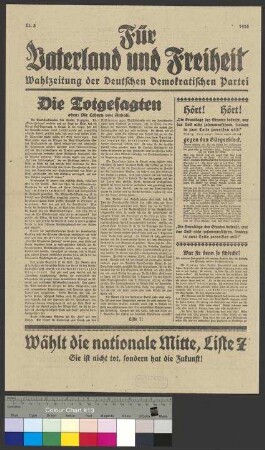 Wahlzeitung der DDP "Für Vaterland und Freiheit" (Nr. 3) für die Landtagswahl und Reichstagswahl am 7. Dezember 1924