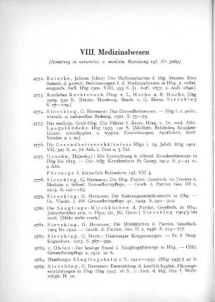 VIII. Medizinalwesen