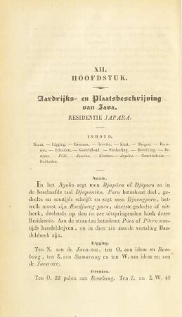 XII. Hoofdstuk. Aardrijks- en plaatsbeschrijving van Java. Residentie Japara
