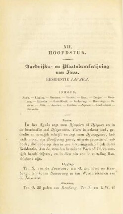XII. Hoofdstuk. Aardrijks- en plaatsbeschrijving van Java. Residentie Japara