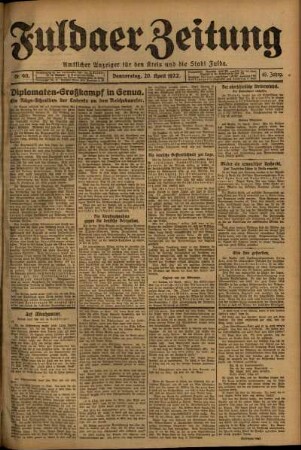 Ausgabe vom Donnerstag, den 20. April 1922.