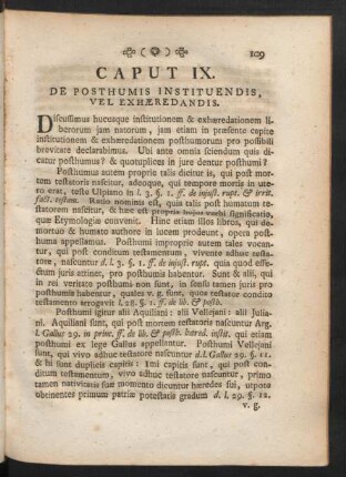 Caput IX. De Posthumis Instituendis. Vel Exhaeredandis.