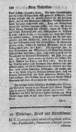 10. Philologie, Kritik und Alterthümer.