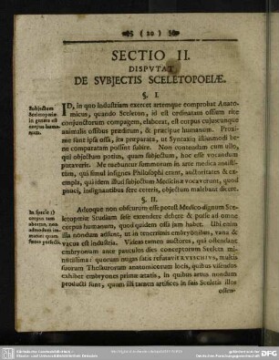 Sectio II. Disputat De Subiectis Sceletopoeiae