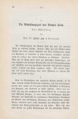 34-70 Die Abfassungszeit des Buches Hiob : eine Abhandlung