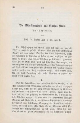 34-70 Die Abfassungszeit des Buches Hiob : eine Abhandlung