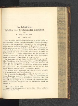 Das dielektrische Verhalten einer krystallinischen Flüssigkei
