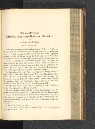 Das dielektrische Verhalten einer krystallinischen Flüssigkei