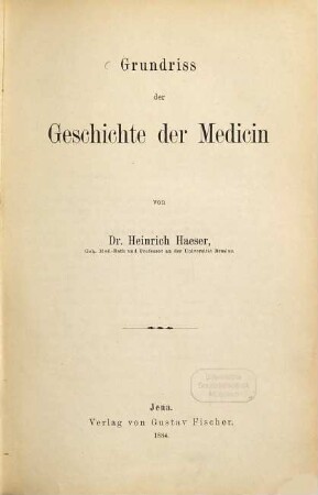 Grundriß der Geschichte der Medicin