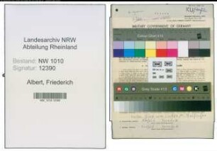 Entnazifizierung Friederich Albert , geb. 16.11.1909 (Feuerwehrmann)