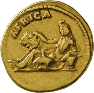 Aureus des Hadrian mit Darstellung der Africa