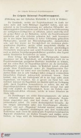 20: Der Leitzsche Universal-Projektionsapparat : (Mitteilung aus der Optischen Werkstätte E. Leitz in Weßlar)
