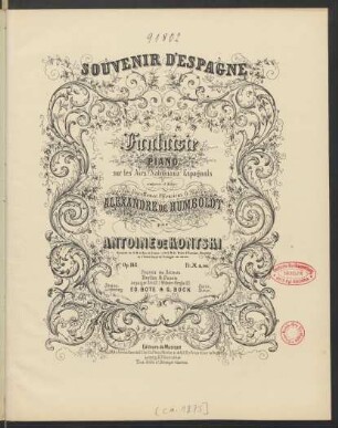 Souvenir d'Espagne : fantaisie pour piano sur les airs nationaux espagnols : op. 148
