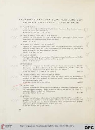 Frühporzellane der Sung- und Ming-Zeit (Gruppe der Lung-Ch’üan-Yao, Sogen. Seladone) (Nr. 123-157)