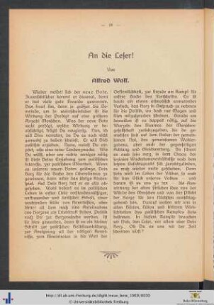 An die Leser.