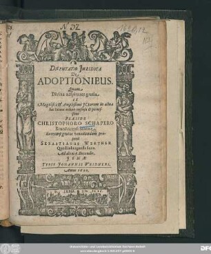 Disputatio Iuridica De Adoptionibus