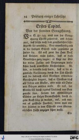 Erstes Capitel. Von der fremden Genugthuung.