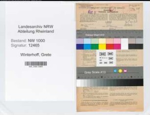 Entnazifizierung Grete Winterhoff, geb. 18.04.1903 (Verkaeuferin)