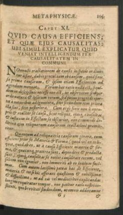 Caput XI. Quid Causa Efficiens; Et Quae Eius Causalitas: Ubi Simul Explicatur Quid Veniat Intelligendum Per Causalitatem In Communi.