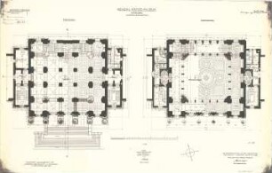 Mellinger, Ludwig von; München; Armeemuseum - Neubau, Mittelbau (Grundriss EG, Grundriss 1. OG)
