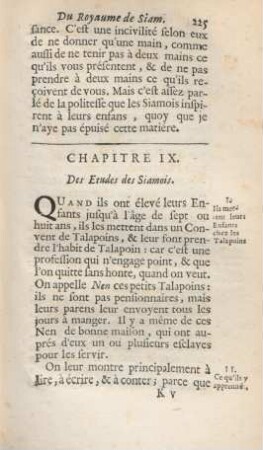 Chapitre IX. Des etudes des Siamois