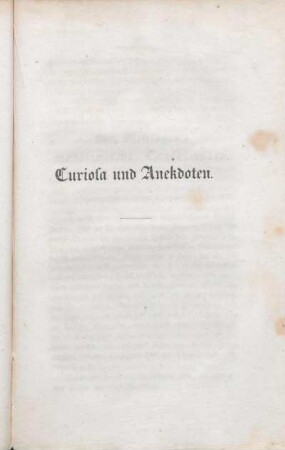 Curiosa und Anekdoten.