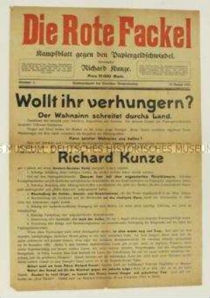 Sonderdruck des "Deutschen Wochenblattes" zur Inflation