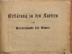 Der Priesterstand der Römer und ihre heiligen Gebräuche